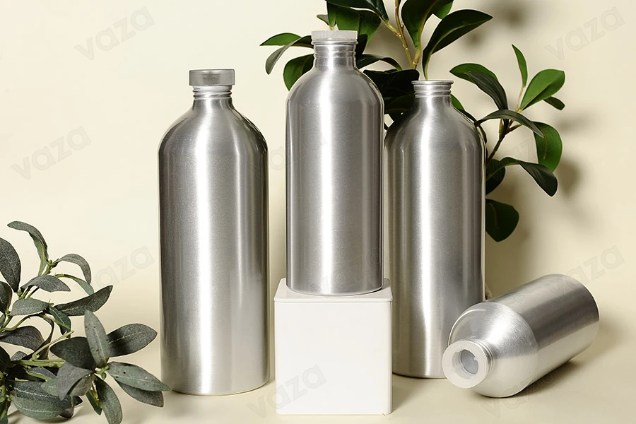 1000ml Aluminiumflasche zur Aufbewahrung von Essenzen, Parfums und alkoholischen Lösungen mit Schraubverschluss und Aluminiumdeckel-bildgruppe