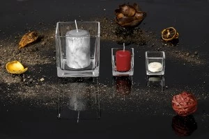 Deko Glas für Kerzen und Öllämpchen viereckig 120x120 mm-7
