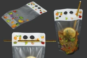 Doy Pack Typ 450ml transparent mit Reißverschluss und Löchern für Strohhalm und Transport - 50 Stück-1