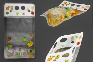 Doy Pack Typ 450ml transparent mit Reißverschluss und Löchern für Strohhalm und Transport - 50 Stück-2
