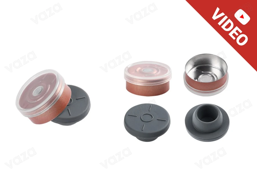 Aluminiumdeckel mit transparentem Kunststoffdeckel und Silikonstecker - 12 Stck-produktbild