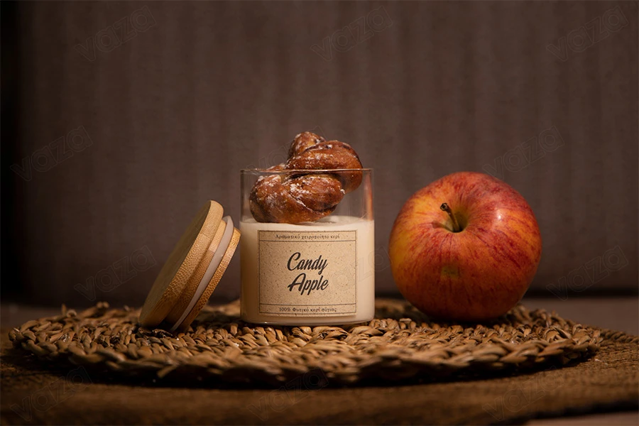 Candy Apple Αρωματικό κερί σόγιας με βαμβακερό φυτίλι (110gr) Candy Apple Αρωματικό κερί σόγιας με βαμβακερό φυτίλι (110gr)-εικόνα_διαστάσεις