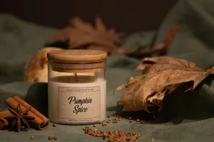Bougie de soja aromatique à la citrouille et aux épices avec mèche coton (110gr)-3