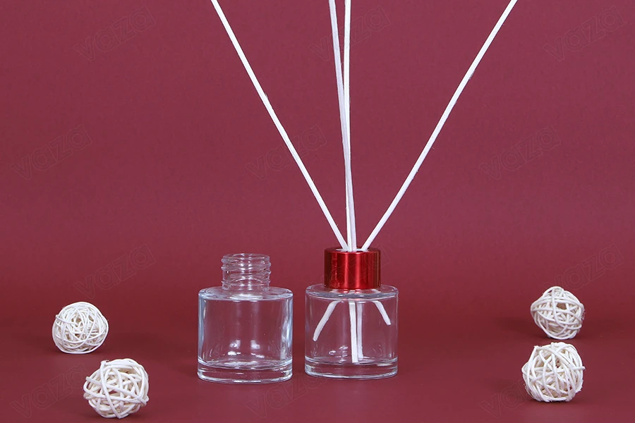 Bottiglia di vetro cilindrica da 50 ml, adatta per profumatori d'ambiente.-gruppo_immagini