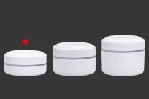 Pot de 100 ml en plastique (PP) de couleur blanche avec couvercle, cuillère et joint en plastique - 12 pcs