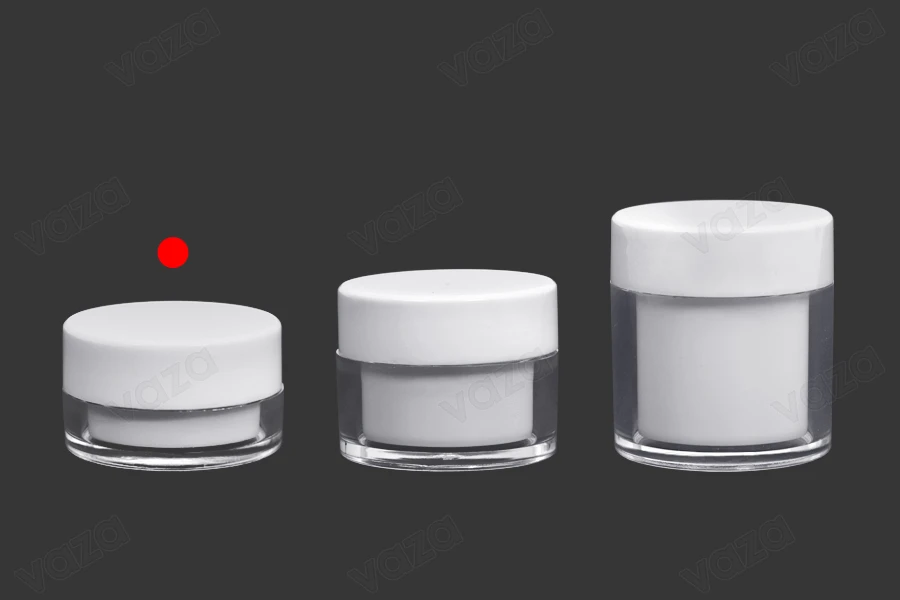 Vasetto da 15 ml in acrilico di colore bianco con guarnizione interna sul tappo e plastica nel vasetto - 6 pz-gruppo_immagini