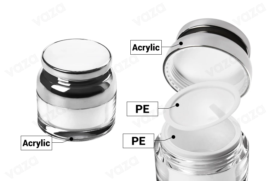 Pot à crème en acrylique de 50 ml avec couvercle et joint en plastique Pot à crème en acrylique de 50 ml avec couvercle et joint en plastique-εικόνα_σύνθεση