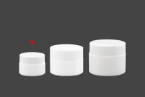 Βάζο για κρέμα 15 ml γυάλινο, λευκό με καπάκι, liner και πλαστικό παρέμβυσμα Βάζο για κρέμα 15 ml γυάλινο, λευκό με καπάκι, liner και πλαστικό παρέμβυσμα
