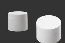 50ml Kunststoff-Doppelglas mit Innendichtung am Deckel und Kunststoff im Glas 50ml Kunststoff-Doppelglas mit Innendichtung am Deckel und Kunststoff im Glas