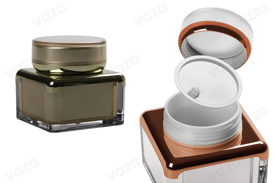 Βάζο πολυτελείας 50 ml ακρυλικό, δίπατο με εσωτερικό παρέμβυσμα στο καπάκι και πλαστικό στο βάζο-εικόνα_σύνθεση
