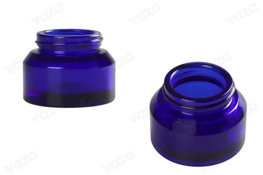 Βάζο 30 ml γυάλινο σε μπλε χρώμα - χωρίς καπάκι-εικόνα_προϊοντική