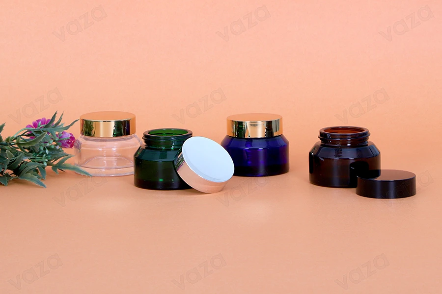 Βάζο 50 ml γυάλινο σε μπλε χρώμα - χωρίς καπάκι-
