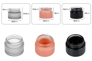 Glass jar for cream 15 ml in different colors - without cap-2