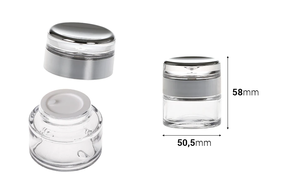 Vasetto per crema in vetro da 30 ml con lussuoso tappo in acrilico e guarnizione in plastica Vasetto per crema in vetro da 30 ml con lussuoso tappo in acrilico e guarnizione in plastica