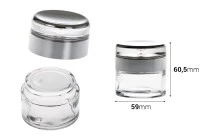 Βάζο για κρέμα 50 ml γυάλινο με καπάκι ακρυλικό πολυτελείας και πλαστικό παρέμβυσμα