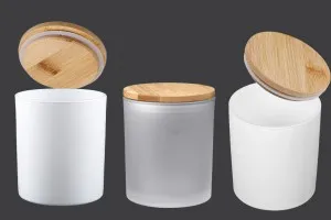 Βάζο γυάλινο 100x90 mm με ξύλινο καπάκι και λάστιχο-6