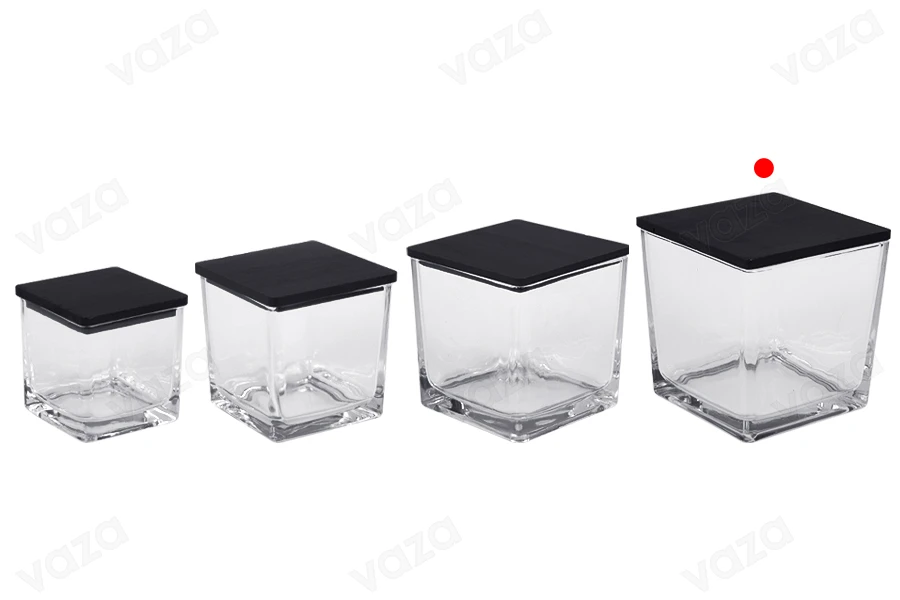 Glass decorative square jar 1110 ml 120x120x120 mm with wooden lid for candle-image_group