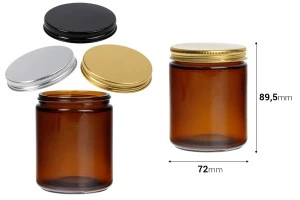 Βάζο γυάλινο καραμελέ 250 ml με καπάκι αλουμινίου και εσωτερικό παρέμβυσμα-3