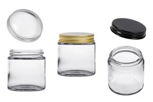 Glass clear jar 100 ml with aluminum cap and inner liner-1