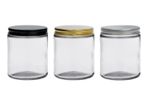 Βάζο γυάλινο διάφανο 250 ml με καπάκι αλουμινίου και εσωτερικό παρέμβυσμα