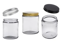 Βάζο γυάλινο διάφανο 250 ml με καπάκι αλουμινίου και εσωτερικό παρέμβυσμα