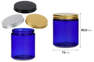 Glass blue jar 250 ml with aluminum cap and inner liner-3