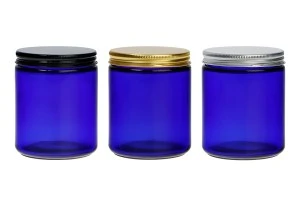 Glass blue jar 250 ml with aluminum cap and inner liner-6