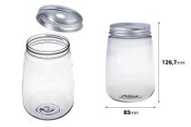 Bocal en plastique (PET) 500 ml transparent avec bouchon, idéal pour lait, jus, boissons - lot de 6 pièces