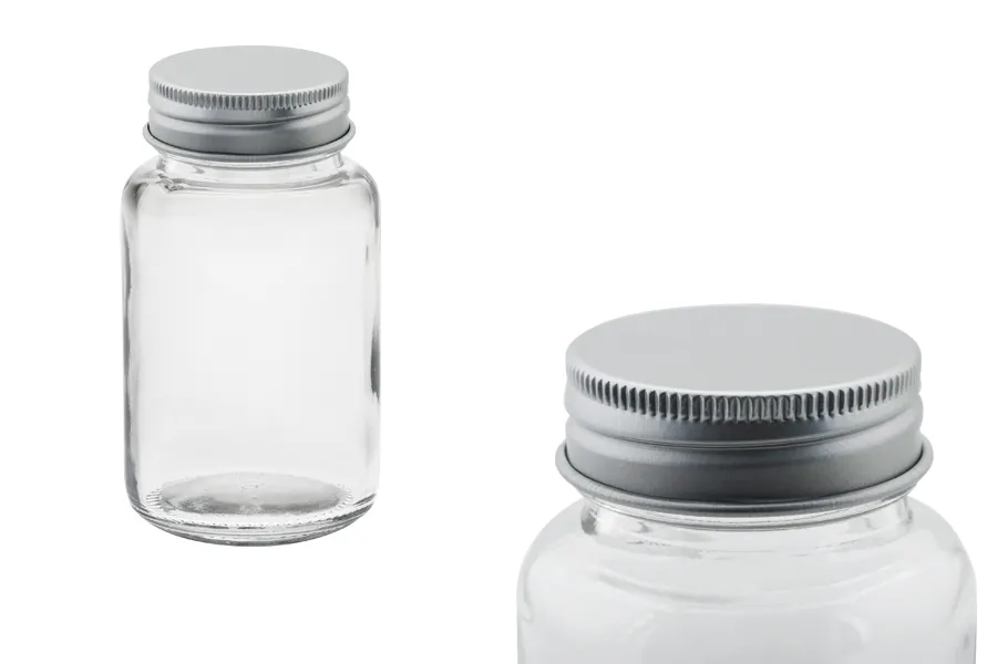 100ml glass jar with aluminum cap and EPE liner inserted in the cap