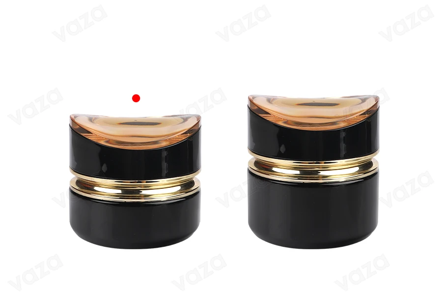 Γυάλινο βάζο 30 ml πολυτελείας σε μαύρο χρώμα για κρέμα με ακρυλικό καπάκι και πλαστικό παρέμβυσμα-εικόνα_σύνθεση