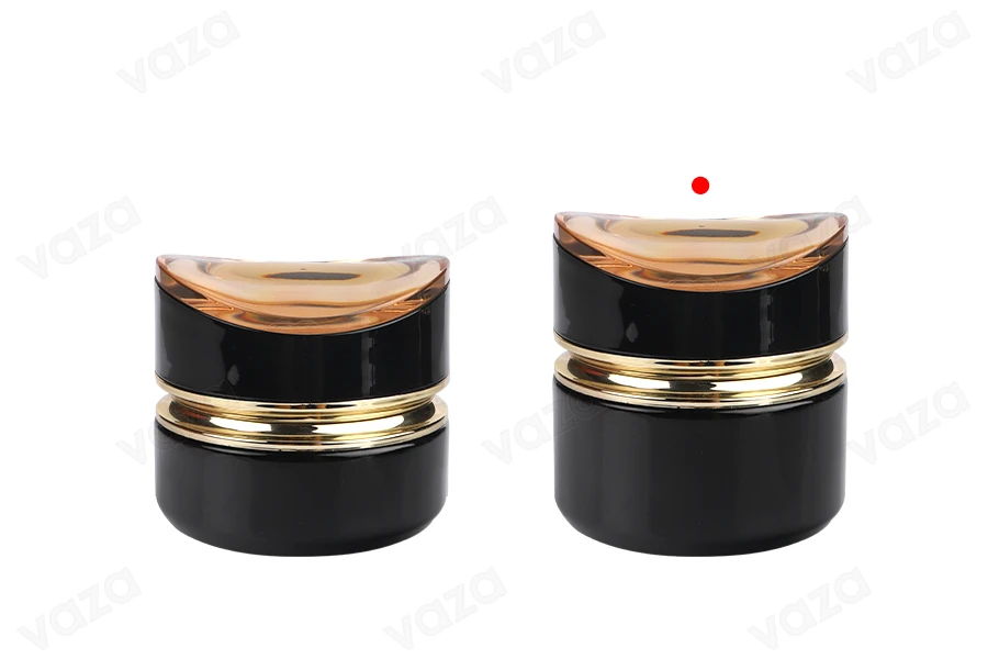 Luxury 50ml glass jar in black color for cream with acrylic cap and plastic gasket Luxury 50ml glass jar in black color for cream with acrylic cap and plastic gasket-εικόνα_σύνθεση