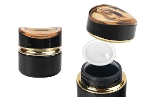 Luxuriöses 50ml-Glasgefäß in schwarzer Farbe für Creme mit Acryldeckel und Kunststoffdichtung
