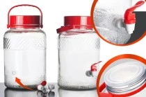 Bocal en verre de 5litres avec robinet en plastique pour le rangement des aliments et des boissons Bocal en verre de 5litres avec robinet en plastique pour le rangement des aliments et des boissons