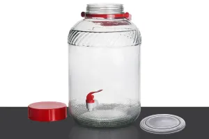 Bocal en verre de 10litres avec robinet en plastique pour le rangement des aliments et des boissons-7
