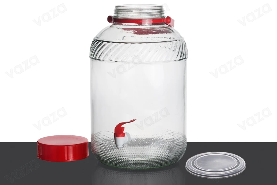Bocal en verre de 10litres avec robinet en plastique pour le rangement des aliments et des boissons-εικόνα_σύνθεση