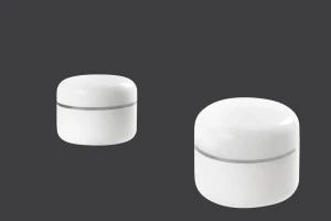 Glas 25ml Kunststoff Doppelhub mit Silberstreifen auf Deckel und Dichtung - 12 Stck-1