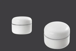 50ml Plastik-Doppelglas mit Silberstreifen auf Deckel und Dichtung - 12 Stck-1