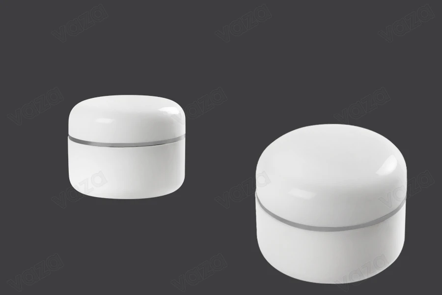 50ml double wall plastic cream jar with sealing disc and silver stripe on the cap – available in a package with 12 pcs-εικόνα_προϊοντική