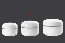 50ml double wall plastic cream jar with sealing disc and silver stripe on the cap – available in a package with 12 pcs