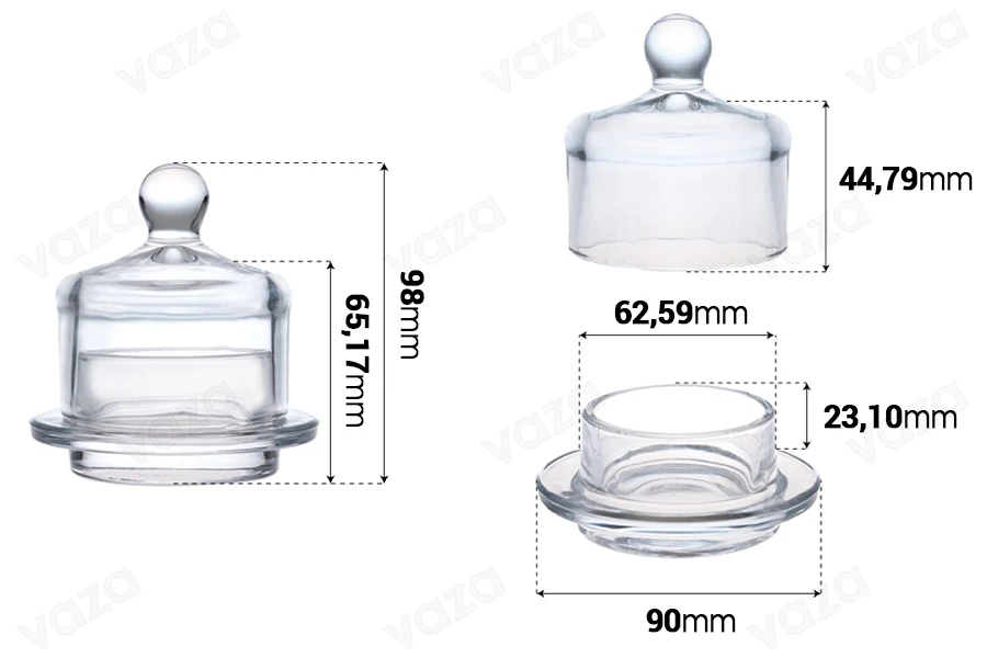 Petit pot en verre rond décoratif avec couvercle en verre pour dragées et bonbons-