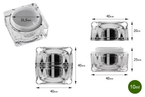 Vasetto di lusso per creme da 10 ml, in acrilico con sigillo interno sul tappo e plastica sul vasetto-5