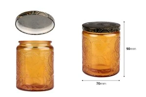 Glass jar 260ml in square shape with silver cap and rubber-2