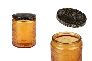 Glass jar 260ml in square shape with silver cap and rubber-1