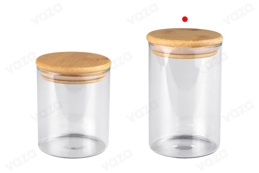 Γυάλινο βάζο 500 ml κυλινδρικό με ξύλινο καπάκι και λάστιχο Γυάλινο βάζο 500 ml κυλινδρικό με ξύλινο καπάκι και λάστιχο-εικόνα_σύνθεση