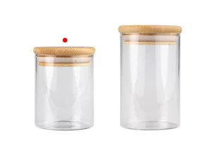 Γυάλινο βάζο 200 ml κυλινδρικό με ξύλινο καπάκι και λάστιχο-3