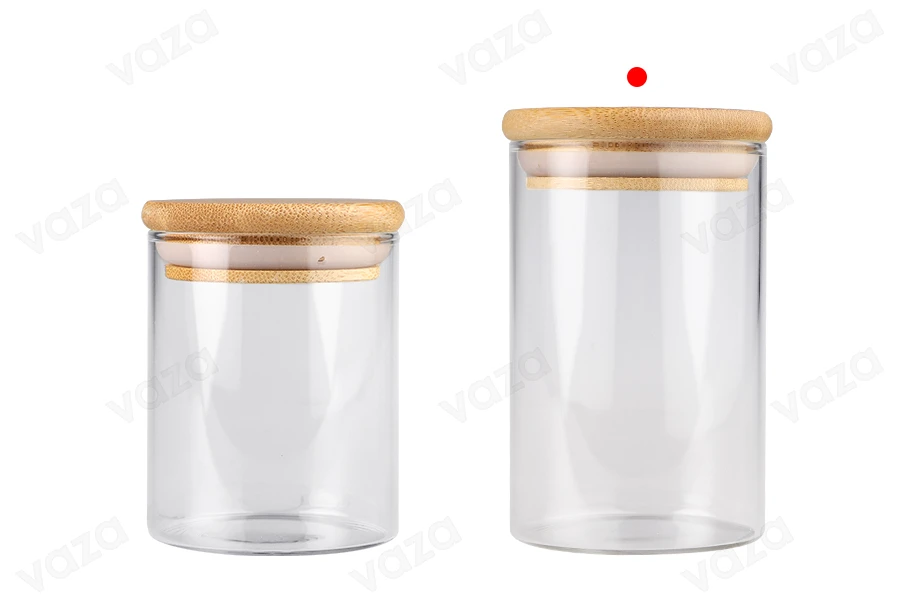 Γυάλινο βάζο 250 ml κυλινδρικό με ξύλινο καπάκι και λάστιχο Γυάλινο βάζο 250 ml κυλινδρικό με ξύλινο καπάκι και λάστιχο-εικόνα_σύνθεση
