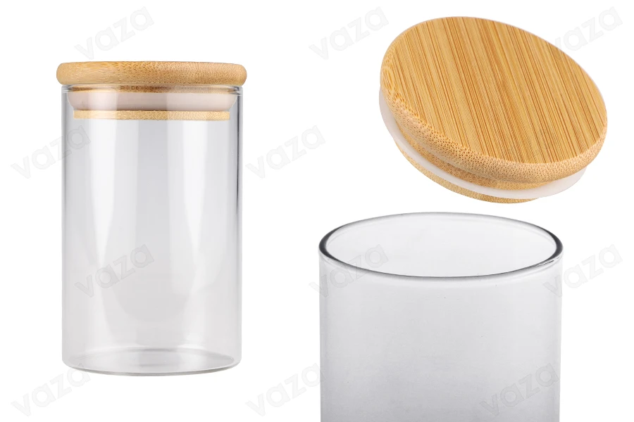 Γυάλινο βάζο 250 ml κυλινδρικό με ξύλινο καπάκι και λάστιχο Γυάλινο βάζο 250 ml κυλινδρικό με ξύλινο καπάκι και λάστιχο-εικόνα_προϊοντική