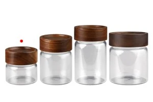 Βάζο γυάλινο 85 ml κυλινδρικό με ξύλινο καπάκι-3