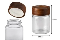 Βάζο γυάλινο 160 ml κυλινδρικό με ξύλινο καπάκι Βάζο γυάλινο 160 ml κυλινδρικό με ξύλινο καπάκι