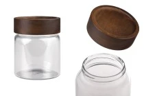 Βάζο γυάλινο 300 ml κυλινδρικό με ξύλινο καπάκι Βάζο γυάλινο 300 ml κυλινδρικό με ξύλινο καπάκι